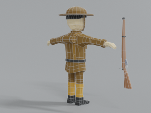low poly cartoon wwi british soldier 3D Model