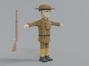 low poly cartoon wwi british soldier 3D Model
