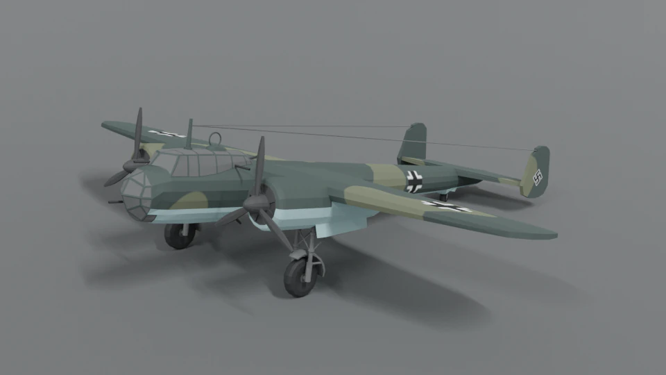 low poly cartoon dornier do 17 z wwii airplane 3D Model .c4d .max .obj .3ds .fbx .stl .blend