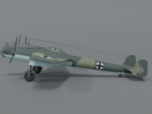 low poly cartoon dornier do 17 z wwii airplane Model 3D