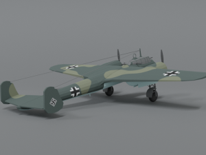 low poly cartoon dornier do 17 z wwii airplane Model 3D