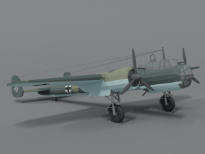low poly cartoon dornier do 17 z wwii airplane Model 3D