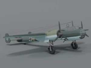 low poly cartoon dornier do 17 z wwii airplane 3D Model