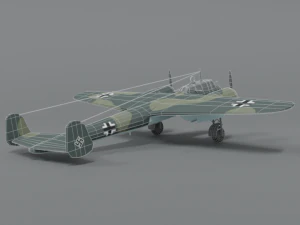 low poly cartoon dornier do 17 z wwii airplane 3D Model