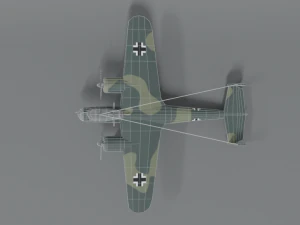 low poly cartoon dornier do 17 z wwii airplane 3D Model