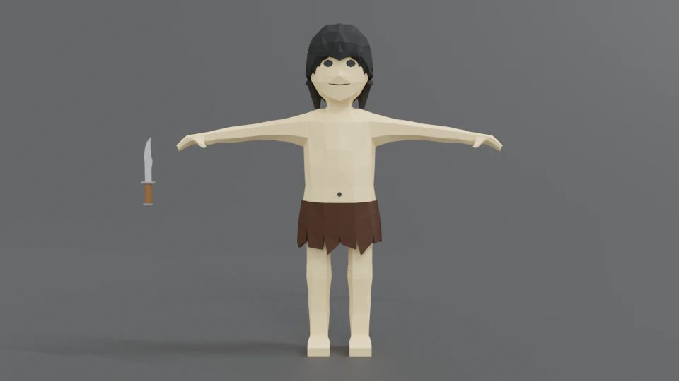 low poly cartoon tarzan 3D Model .c4d .max .obj .3ds .fbx .stl .blend 