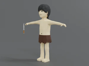 low poly cartoon tarzan 3D Model