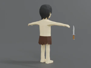 low poly cartoon tarzan 3D Model