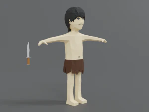 low poly cartoon tarzan 3D Model