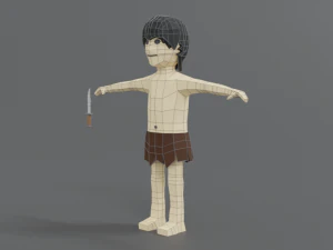 low poly cartoon tarzan 3D Model