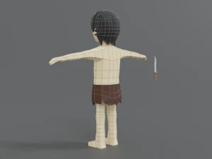 low poly cartoon tarzan 3D Model