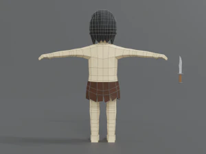 low poly cartoon tarzan 3D Model