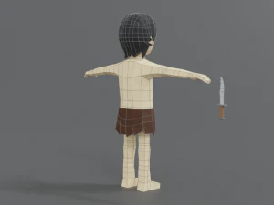 low poly cartoon tarzan 3D Model