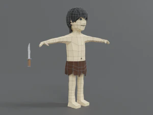 low poly cartoon tarzan 3D Model