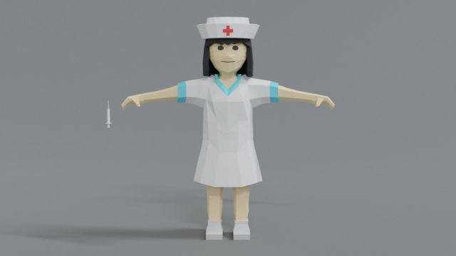 low poly cartoon nurse 3D-Modell .c4d .max .obj .3ds .fbx .stl .blend 