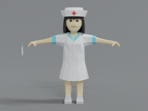 low poly cartoon nurse Modèle 3D