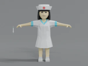 低ポリ漫画の看護師 3Dモデル