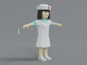 low poly cartoon nurse 3D-Modell