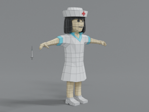low poly cartoon nurse 3D-Modell
