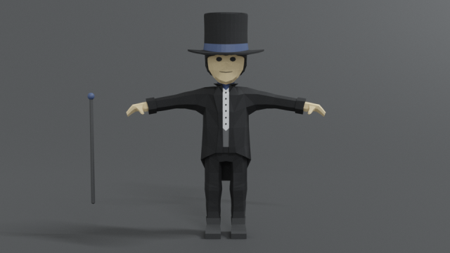 low poly cartoon tall hat man Modèle 3D .c4d .max .obj .3ds .fbx .stl .blend