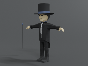 low poly cartoon tall hat man Modèle 3D
