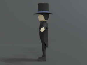 low poly cartoon tall hat man Modèle 3D