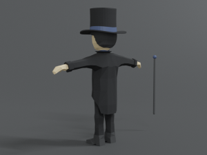 low poly cartoon tall hat man Modèle 3D