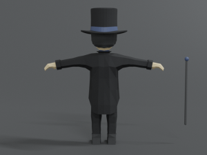 low poly cartoon tall hat man Modèle 3D