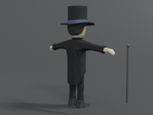 low poly cartoon tall hat man Modèle 3D