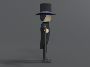 low poly cartoon tall hat man Modèle 3D