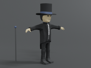 low poly cartoon tall hat man Modèle 3D