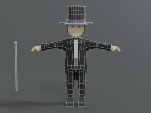 low poly cartoon tall hat man Modèle 3D