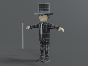 low poly cartoon tall hat man Modèle 3D