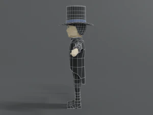 low poly cartoon tall hat man 3D Model