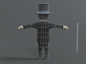 low poly cartoon tall hat man Modèle 3D
