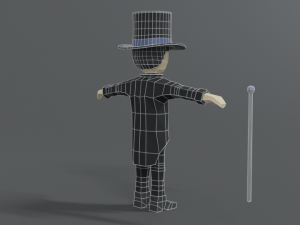 low poly cartoon tall hat man Modèle 3D