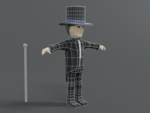 low poly cartoon tall hat man Modèle 3D