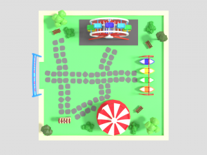 low poly cartoon luna park scene 3D Модель