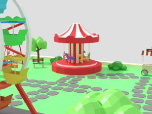 low poly cartoon luna park scene 3D Модель