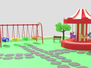 low poly cartoon luna park scene 3D Модель