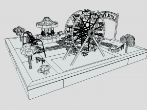 low poly cartoon luna park scene 3D Модель