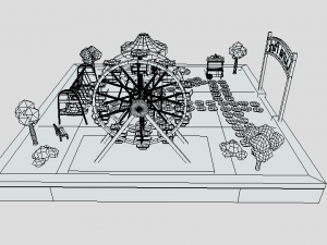 low poly cartoon luna park scene 3D Модель