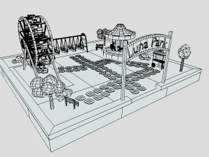low poly cartoon luna park scene 3D Модель