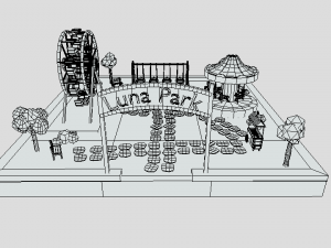low poly cartoon luna park scene 3D Модель