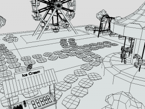 low poly cartoon luna park scene 3D Модель