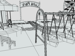 low poly cartoon luna park scene 3D Модель