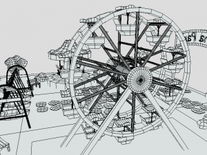 low poly cartoon luna park scene 3D Модель