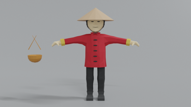 low poly cartoon chinese man Model 3D .c4d .max .obj .3ds .fbx .stl .blend