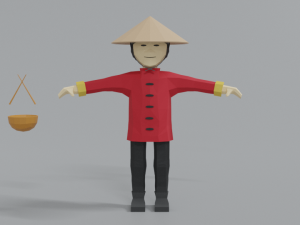 low poly cartoon chinese man Modèle 3D