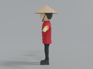 low poly cartoon chinese man Model 3D